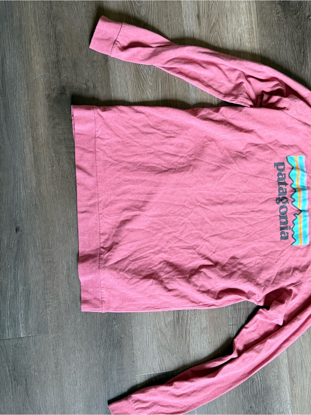 Patagonia Kids Long-Sleeve Logo Tee in Rose Pink